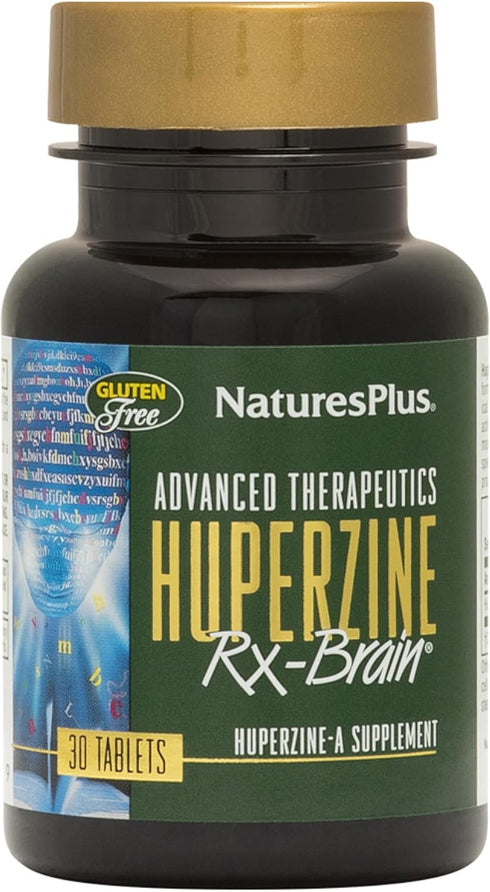 Natures Plus Huperzine Rx-Brain - 50 mcg, 30 Vegetarian Tablets - Brain Support Supplement with Neuronutrients