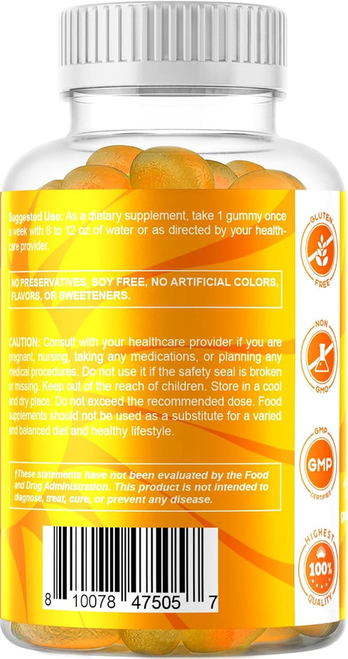 Vitamatic Sugar Free Vitamin D3 50,000 IU Weekly Supplement - 120 Pectin Based Gummies for Bones, Teeth, and Immune