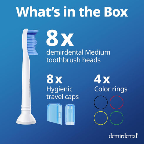 HX6015/03 8 Replacement Heads - Compatible with Philips Sonicare Replacement Heads - Medium Replacement Toothbrush Head