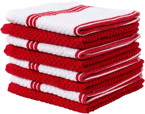 Living Fashions 8 Pack Dish Cloths for Washing Dishes, 100% Cotton Absorbent, 12" x 12"
