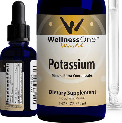 WellnessOne Ionic Potassium Supplement - Potassium Chloride Drops for Fast Absorption -