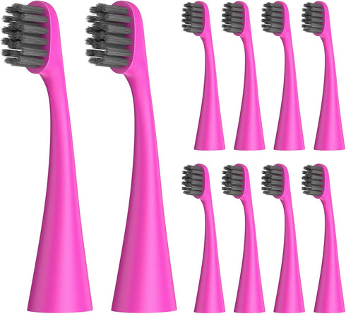 Replacement Toothbrush Heads Compatible with BURST Kids Electric Toothbrush, 10 Pack - Soft Charcoal Bristles for