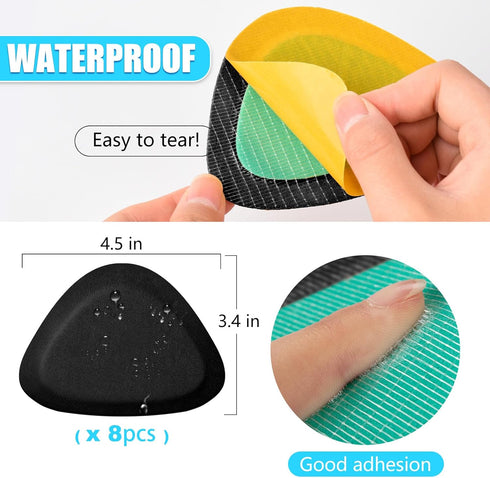 4 Pair Leather Heel Pads, Heel Grips Liner Cushions for Pain Relief, Inserts for Loose Shoes (Black)
