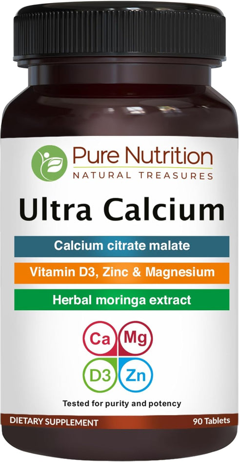 Pure Nutrition Ultra Calcium Citrate 1000mg, Highly Absorbable Calcium Supplement with Vitamin D, Zinc, Magnesium