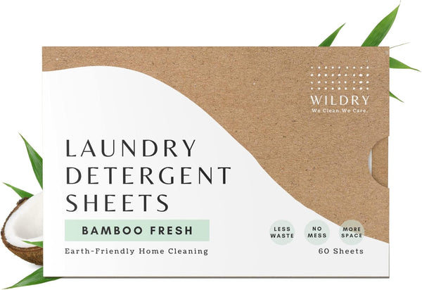 Liquidless Laundry Detergent Sheets, Bamboo Fresh Scent (60 Sheets) - Eco-Friendly and Biodegradable