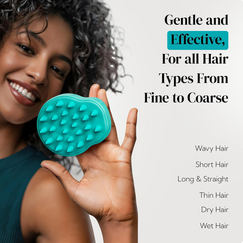 HEETA Hair Scalp Massager Shampoo Brush, 2 Pack Soft Silicone Bristles for Dandruff Removal, Green & Pink