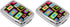 Set 2 of Dual-Compartment Rectangular Pocket Purse Pill Box & Organizer with Insert (Retro Squares)