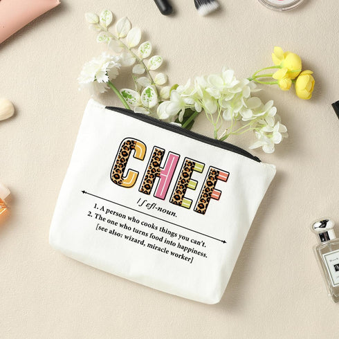 Chef Definition, Chef Gifts Makeup Bag Cosmetic Bag, Cooking Lover Best Chef Gifts for Women, Birthday Retirement Graduation Appreciation Gifts for Female Baking Lover Students Chef Mom Friend