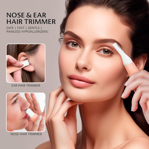Nose Hair Trimmer for Women, Portable, Waterproof, Rechargeable, 2-in-1 Trimmer, Easy to Clean, Suitable for Sensitive Skin