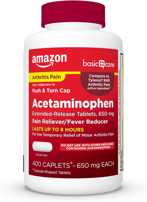 Amazon Basic Care Acetaminophen Extended-Release Tablets, 650 mg, 400 Count for Arthritis Pain