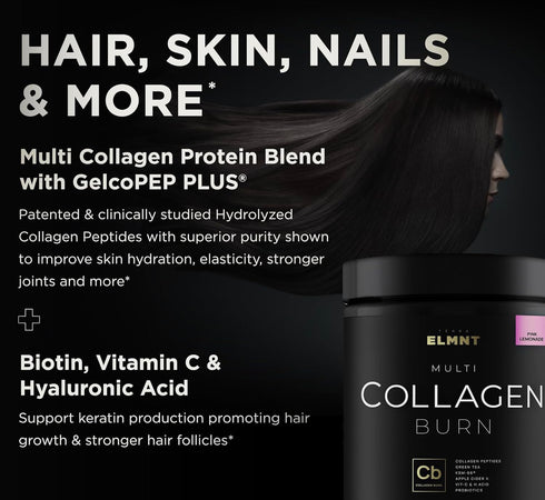 Super Collagen Burn Powder for Women with Hyaluronic Acid, KSM66, Probiotics, Biotin - Premium Multi Collagen