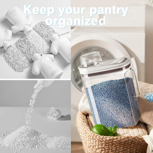Laundry Detergent Dispenser with Lid, Powder Container for Organization, Storage, Scent Booster Beads, 3.5L