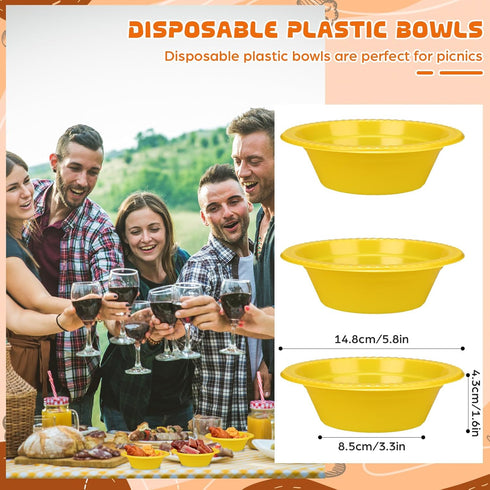 wlilupah 30 Pack 12 oz Yellow Disposable Plastic Bowls Dessert, Ice Cream, Salad, Soup Serving Cups for Party, Picnic