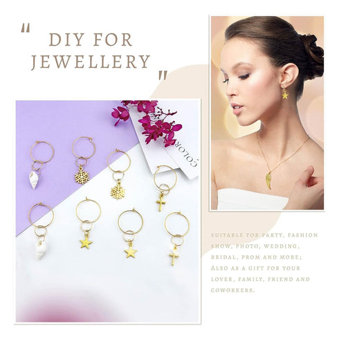 JIALEEY Hair Braid Rings, 50PCS Hair Loops Clips Gold Ring Shell Leaves Star Conch Snowflake Pendant Charms Set Hair