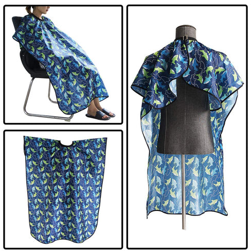 Kids Haircut Cape and Neck Duster Brush Set, Professional Barber Hairbrush and Dolphin Hairdresser Apron, 47x39 inch
