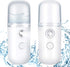 Honoson 2 Pieces Nano Facial Mister, 30 ml Mini Face Humidifier, USB Rechargeable Skin Care Machine (White)