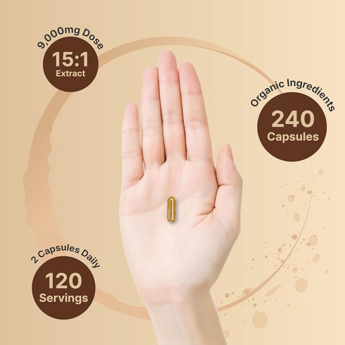 NatureBell Lions Mane Mushroom Supplement Capsules 9,000mg, 240 Capsules | Cognitive Brain Nootropic & Immune Support