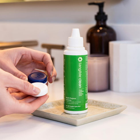 Tangible 3.4 Oz Clean Multi-Purpose Contact Lens Solution with Lens Case, Travel Size FL