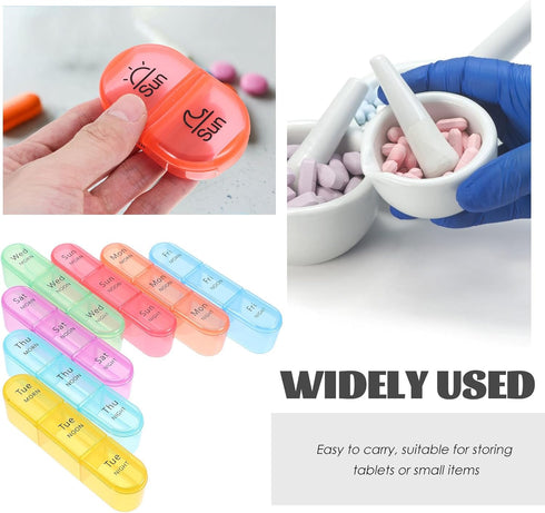 Weekly Large Capacity Pill Organizer Box with Sealed Multi-Grid Compartments Detachable Medicine Storage Case for Daily