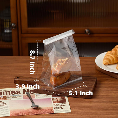 Roppolo 50 5.1 Inch PackingBag Pcs Bread Bags for Homemade Breads, Clear Bakery Bags with Tin Tie, Small Loaf Plastic