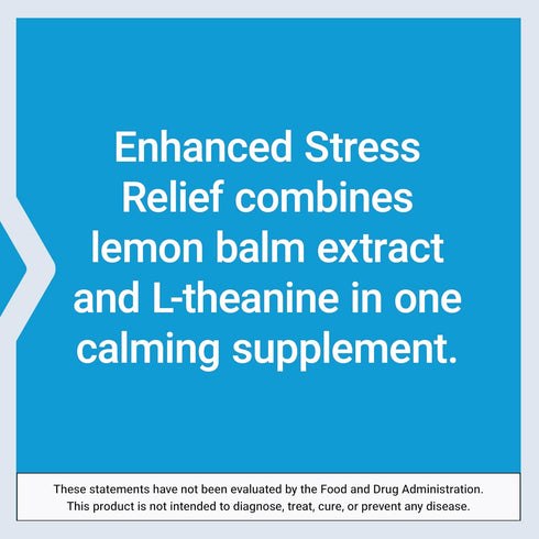 Life Extension Enhanced Stress Relief, Lemon Balm Extract, L-theanine, Gluten-Free, 30 Capsules