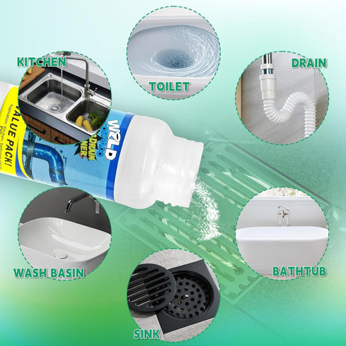 Toilet6Pcs Drain Cleaner Powder, Wild Tornado Sink and Drain Cleaner Powerful Pipeline Dredging Agent, Kitchen