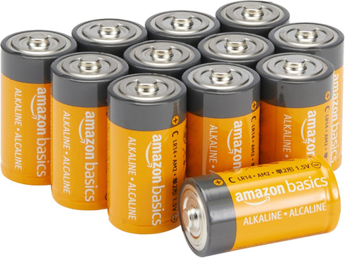 Amazon Basics 12-Pack C Cell Alkaline Batteries, 1.5 Volt, 5-Year Shelf Life