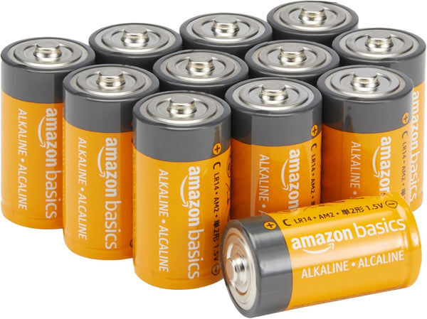 Amazon Basics 12-Pack C Cell Alkaline Batteries, 1.5 Volt, 5-Year Shelf Life