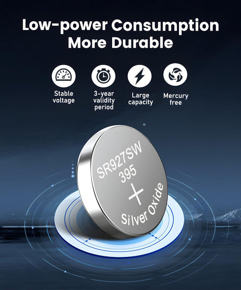 SR927SW 395/399 LR927 AG7 1.55V Silver Oxide Button Battery, 20 Pack for LED Light, Watch