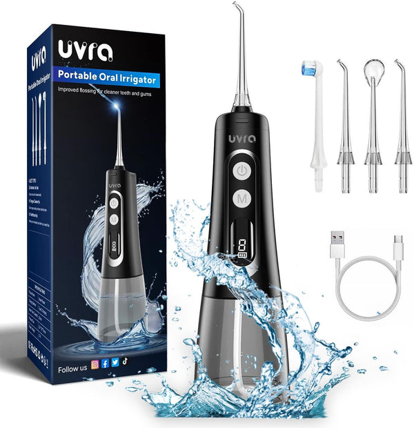 Water Dental Flosser Portable Teeth Cleaner - 9 Modes, 300ml Cordless Oral Irrigator, Rechargeable IPX7 Waterproof for
