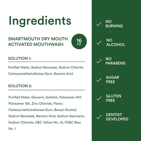 Immediate 16 oz SmartMouth Dry Mouth Zinc Activated Mouthwash & Tongue Cleaner - Dry Mouth Rinse for Relief & Fresh