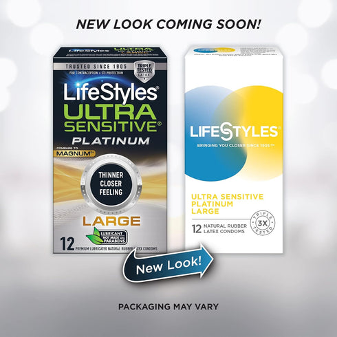 Lifestyles Ultra Sensitive Platinum Large Latex Condoms - Maximum Pleasure