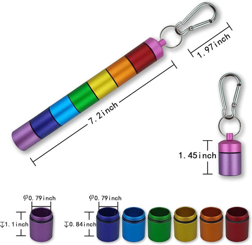 Small Portable Metal Pill Organizer Case Keychain, Waterproof Travel Pill Box Holder, Aluminum Alloy Container for