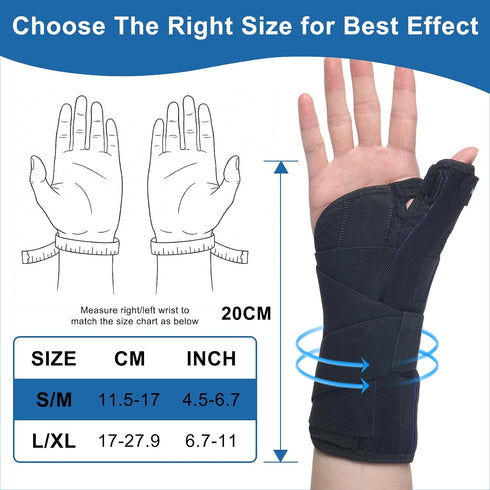 NuCamper Carpal Tunnel Wrist Brace with Thumb Support, Thumb Brace Spica Splint for De Quervains Tenosynovitis