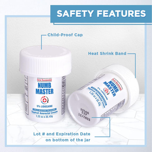 Numb Master 5% Lidocaine Topical Numbing Cream, 2 Pack of 1.25 Oz for Pain Relief