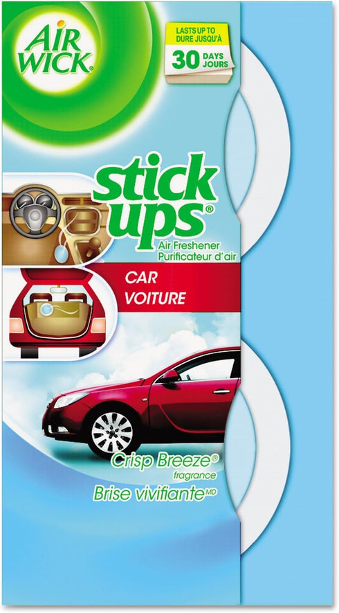 Air Wick Stick Ups Car Air Freshener, Crisp Breeze, 2ct (Pack of 2, Packaging May Vary)