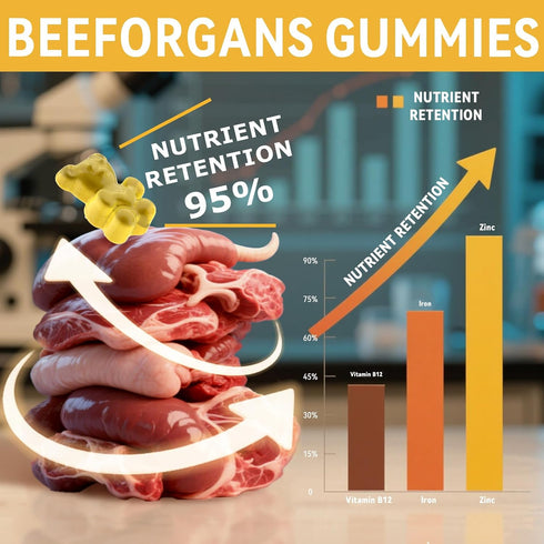 Gummies Non-GMO(60 Gummies) Beef Organ Supplement for WomenGrass Fed Beef Organ Supplement, Wellness with Liver Heart