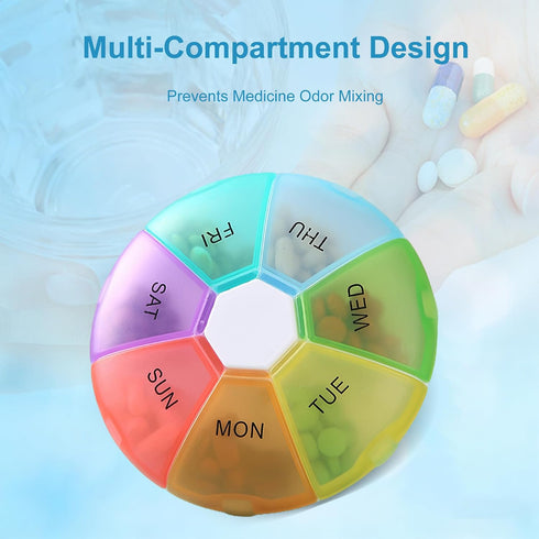 OxtraCare 7-Day Weekly Pill Organizer, Pill Box with Large Compartments, Medical Bedside & Homecare Medication