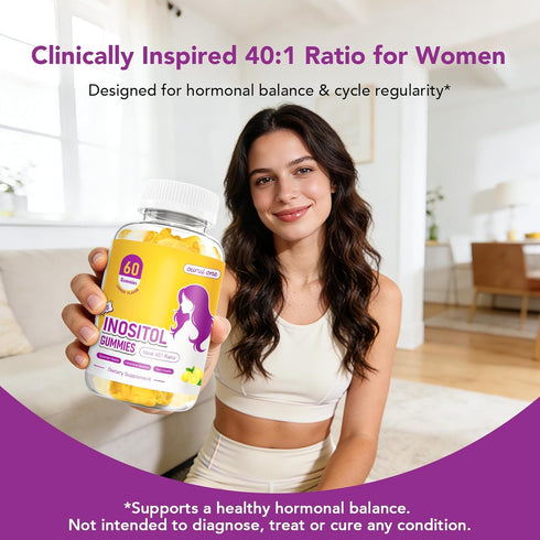 ourui one Gummies 40:1 D3, B12 60 Gummies 1 Pack Myo & D-Chiro Inositol for Women Ratio Hormone Balance & Fertility