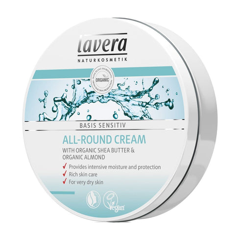 lavera Basis Sensitive All Purpose Cream - Body Cream with Aloe Vera & Almond Oil, 5.1 Fl Oz