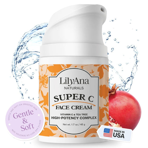 LilyAna Naturals Face and Neck Moisturizer - Cream for Dry Skin and Dark Spot Brightening, 1.7oz