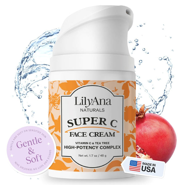LilyAna Naturals Face and Neck Moisturizer - Cream for Dry Skin and Dark Spot Brightening, 1.7oz