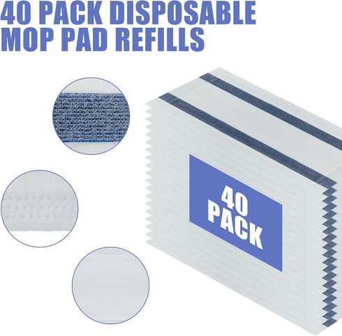 40 Pack Disposable Mop Pad Refills for Swiffer WetJet, Multi-Surface Wet Jet Pad Refills for Floor Cleaning