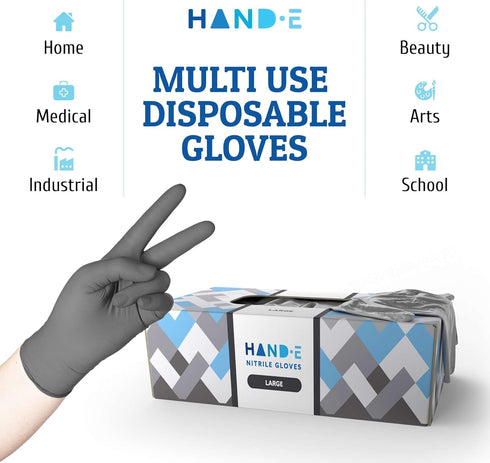 Disposable Grey Nitrile Gloves, 50 and 200 Count, Latex-Free Medical Gloves for Safety