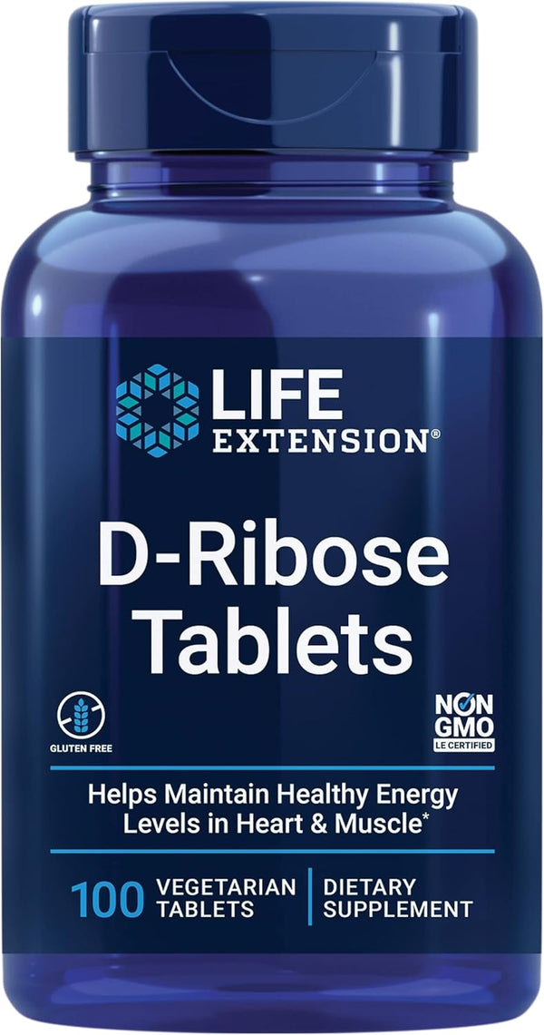 Life Extension D-Ribose Tablets, 100 Count - RIBOSE Supplement for Heart Health, Gluten-Free, Non-GMO, Vegetarian