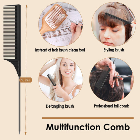 Natural Wooden Bamboo Hair Brush and Detangle Tail Comb, Paddle Hairbrush for Women, Men, Kids, Curly Hair Health