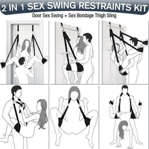 Ksodqeto 2 1 BDSM Sex Swing Bondage Thigh Restraints, in Door Sex Swings & Thigh Sling with Adjustable Straps, Hanging