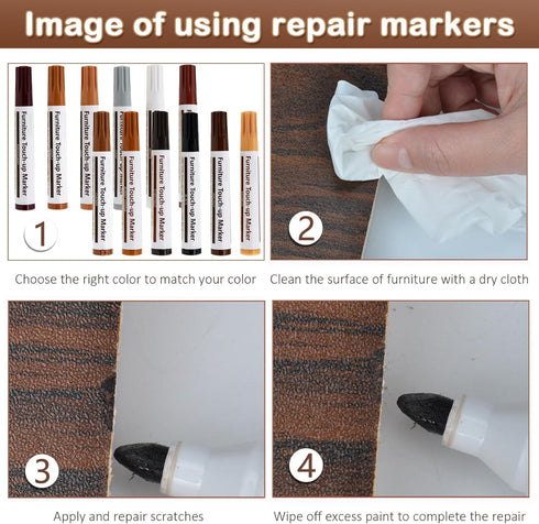 New Upgrade 12 Colors Furniture Pens for Touch Up, Wood Scratch Repair Markers, Professional Repair Tools