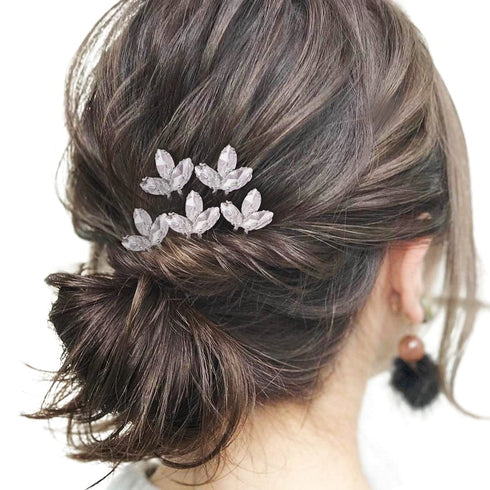 Wedding Hair Pins for Bride - 5PCS Silver with Rhinestone Hair Accessories