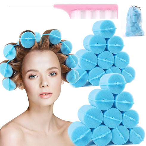 Jumbo Foam Sponge Hair Roller, Soft Sleeping Rollers for Curvy Wavy Hairstyle, Curling Hair Styling Tools, 24 Pieces